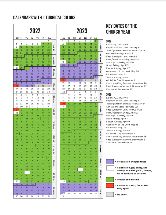 Presbyterian Liturgical Calendar 2023 Pdf Printable Calendar 2023